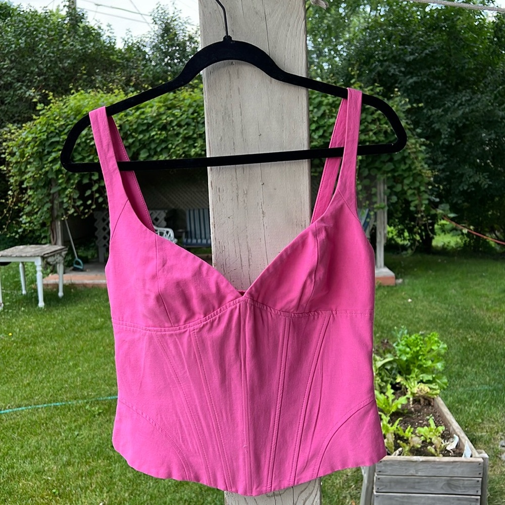 Zara pink corset style top with zipper closure - M